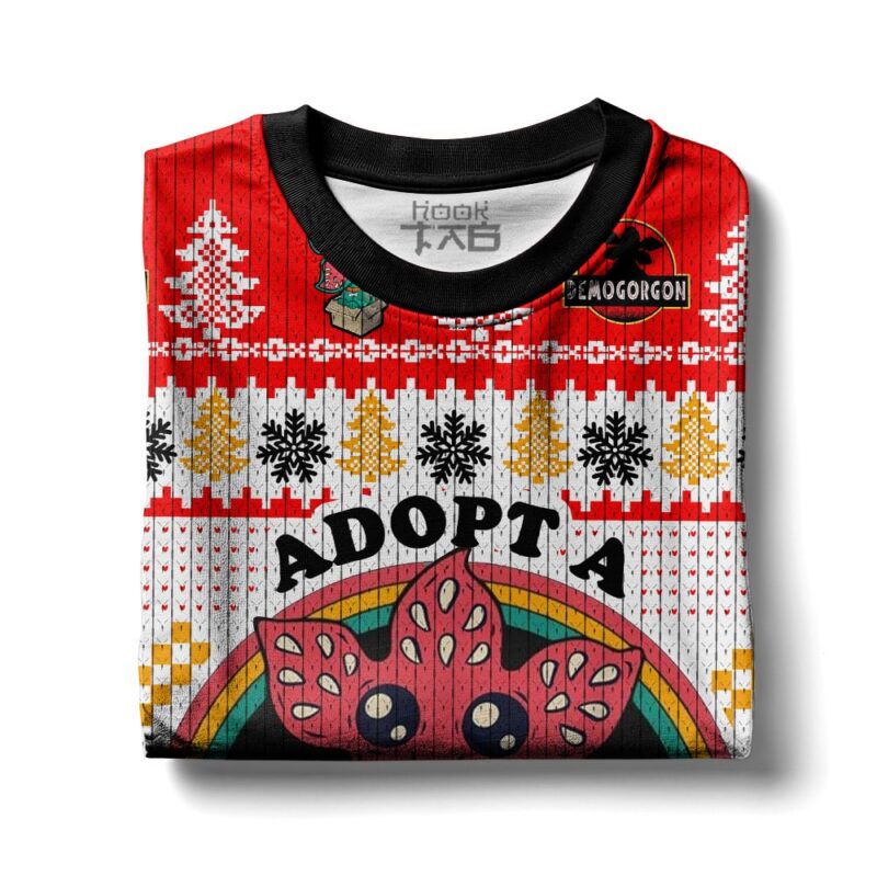 Hooktab Adopt A Demodog Stranger Things Ugly Christmas Sweater Hooktab Adopt A Demodog Stranger Things Ugly Christmas Sweater