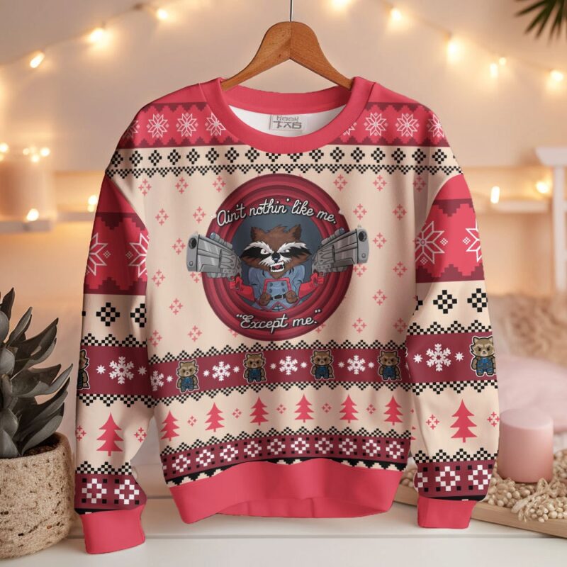 Hooktab Ain't No Thing Like Me Except Me Rocket Raccoon Ugly Christmas Sweater Hooktab Ain't No Thing Like Me Except Me Rocket Raccoon Ugly Christmas Sweater