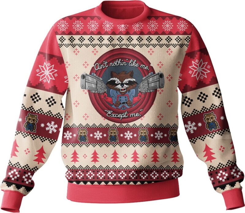 Hooktab Ain't No Thing Like Me Except Me Rocket Raccoon Ugly Christmas Sweater Hooktab Ain't No Thing Like Me Except Me Rocket Raccoon Ugly Christmas Sweater