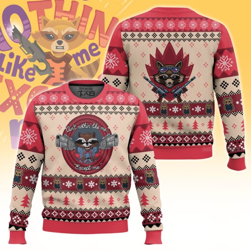 Hooktab Ain't No Thing Like Me Except Me Rocket Raccoon Ugly Christmas Sweater Hooktab Ain't No Thing Like Me Except Me Rocket Raccoon Ugly Christmas Sweater