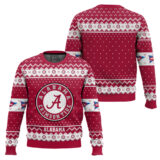 Hooktab Alabama Crimson Tide - Custom Name And Number Ugly Christmas Sweater