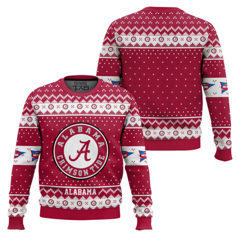Hooktab Alabama Crimson Tide - Custom Name And Number Ugly Christmas Sweater Hooktab Alabama Crimson Tide - Custom Name And Number Ugly Christmas Sweater