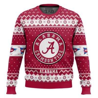 Hooktab Alabama Crimson Tide - Custom Name And Number Ugly Christmas Sweater