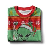 Hooktab Alien Believe Ugly Christmas Sweater