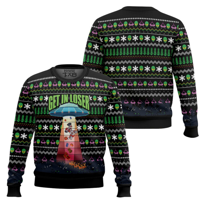 Hooktab Alien Kidnaps Santa Claus Ugly Christmas Sweater Hooktab Alien Kidnaps Santa Claus Ugly Christmas Sweater