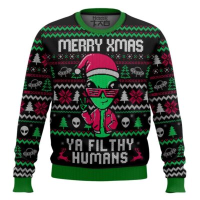 Hooktab Alien Ya Filthy Humans Ugly Christmas Sweater