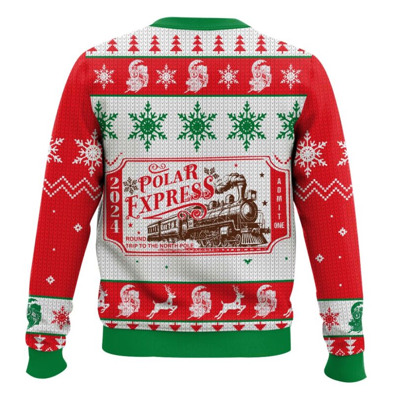 Hooktab All Aboard The Polar Express Ugly Christmas Sweater Hooktab All Aboard The Polar Express Ugly Christmas Sweater