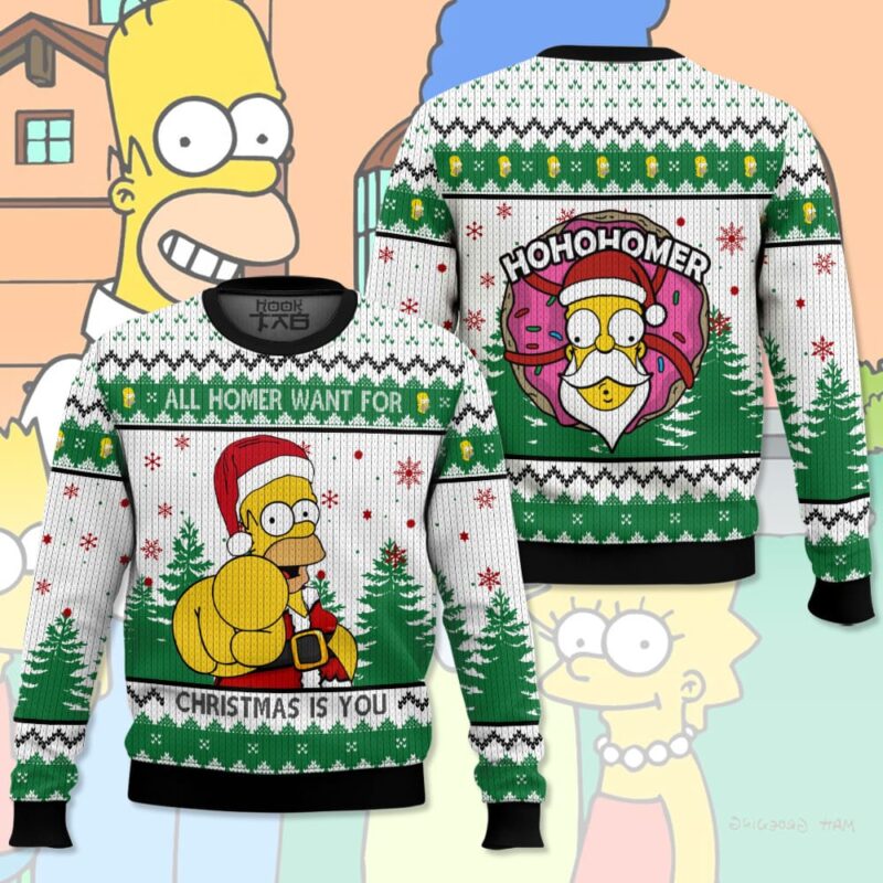 Hooktab All Homer Want For Christmas Is You The Simpsons Ugly Christmas Sweater Hooktab All Homer Want For Christmas Is You The Simpsons Ugly Christmas Sweater