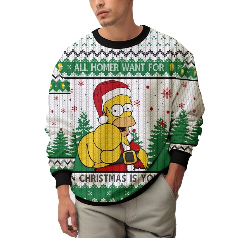 Hooktab All Homer Want For Christmas Is You The Simpsons Ugly Christmas Sweater Hooktab All Homer Want For Christmas Is You The Simpsons Ugly Christmas Sweater