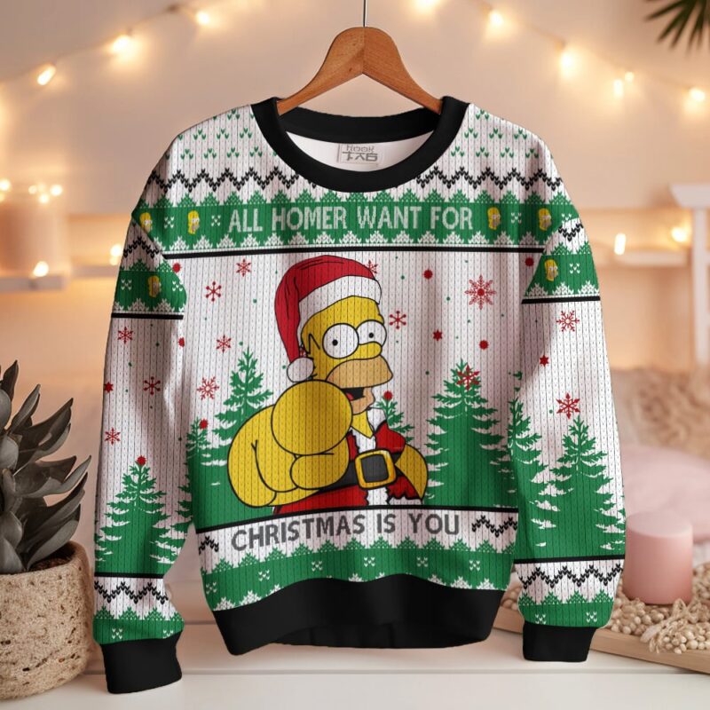Hooktab All Homer Want For Christmas Is You The Simpsons Ugly Christmas Sweater Hooktab All Homer Want For Christmas Is You The Simpsons Ugly Christmas Sweater