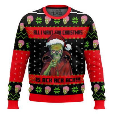 Hooktab All I Want For Christmas Is AckAck Ack!!! The Mars Attack Ugly Christmas Sweater