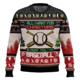 Hooktab All I Want For Christmas Is Baseball Ugly Christmas Sweater