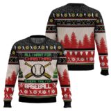 Hooktab All I Want For Christmas Is Baseball Ugly Christmas Sweater