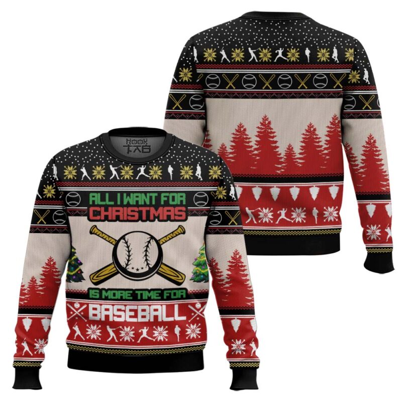 Hooktab All I Want For Christmas Is Baseball Ugly Christmas Sweater Hooktab All I Want For Christmas Is Baseball Ugly Christmas Sweater
