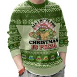 Hooktab All I Want For Christmas Is Pizza Ninja Turtles Ugly Christmas Sweater