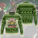 Hooktab All I Want For Christmas Is Pizza Ninja Turtles Ugly Christmas Sweater