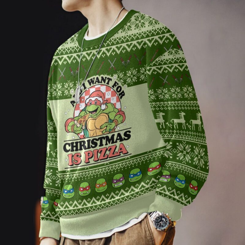 Hooktab All I Want For Christmas Is Pizza Ninja Turtles Ugly Christmas Sweater Hooktab All I Want For Christmas Is Pizza Ninja Turtles Ugly Christmas Sweater