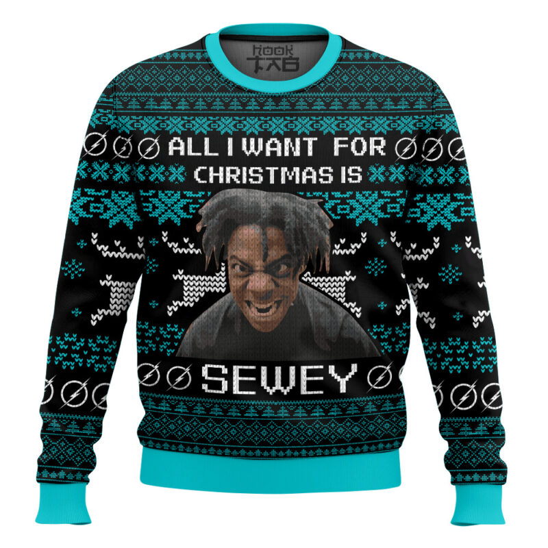 Hooktab All I Want For Christmas Is Sewey Ishowspeed Ugly Christmas Sweater