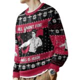 Hooktab All I Want For X-mas Is Hugh Love Actually Ugly Christmas Sweater