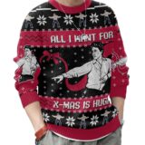Hooktab All I Want For X-mas Is Hugh Love Actually Ugly Christmas Sweater