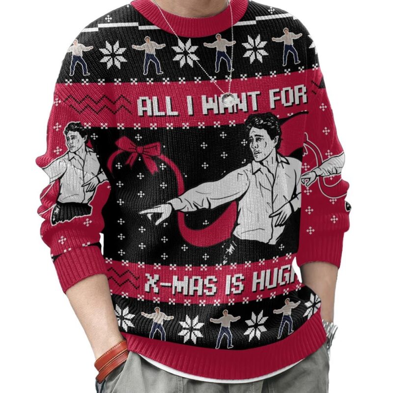 Hooktab All I Want For X-mas Is Hugh Love Actually Ugly Christmas Sweater Hooktab All I Want For X-mas Is Hugh Love Actually Ugly Christmas Sweater