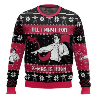 Hooktab All I Want For X-mas Is Hugh Love Actually Ugly Christmas Sweater