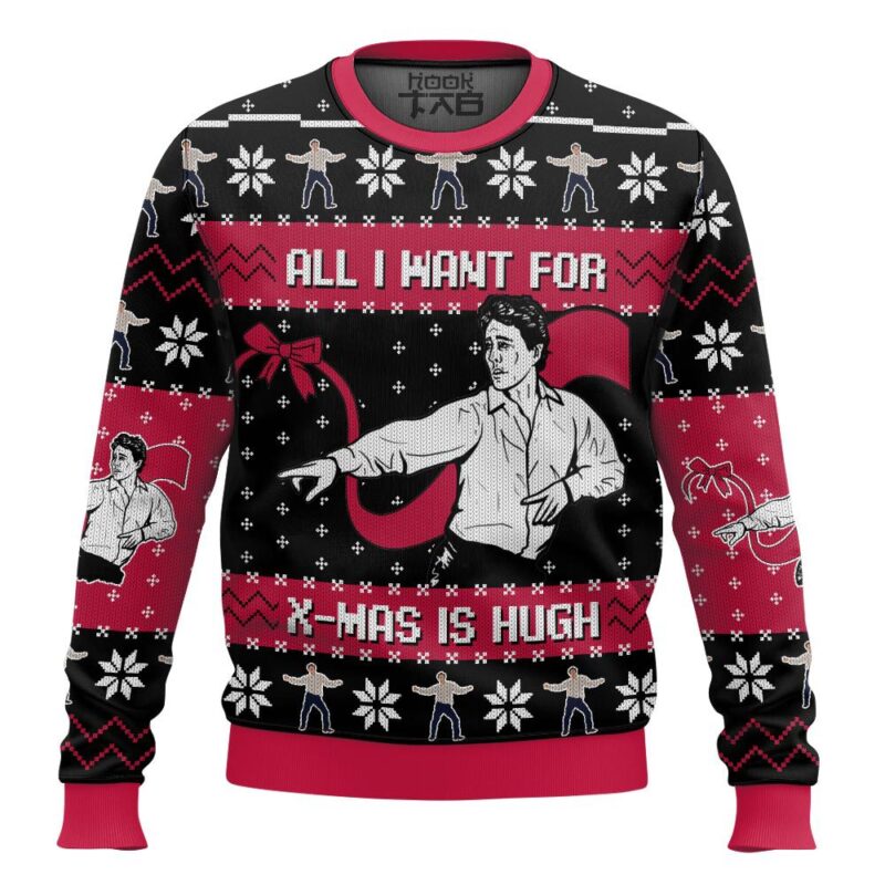 Hooktab All I Want For X-mas Is Hugh Love Actually Ugly Christmas Sweater