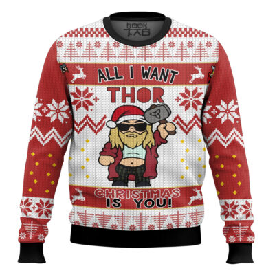 Hooktab All I Want Thor Christmas Is You Marvel Ugly Christmas Sweater