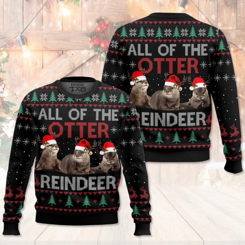 Hooktab All Of Otter Reindeer Ugly Christmas Sweater Hooktab All Of Otter Reindeer Ugly Christmas Sweater