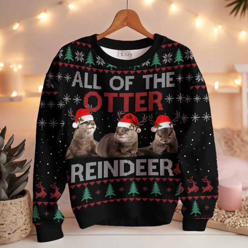 Hooktab All Of Otter Reindeer Ugly Christmas Sweater Hooktab All Of Otter Reindeer Ugly Christmas Sweater