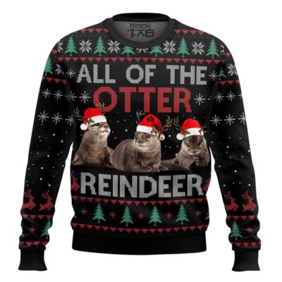 Hooktab All Of Otter Reindeer Ugly Christmas Sweater