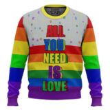 Hooktab All You Need Is Love LGBT Support Ugly Christmas Sweater