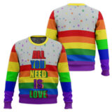 Hooktab All You Need Is Love LGBT Support Ugly Christmas Sweater