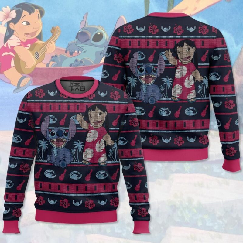 Hooktab Aloha Dance Lilo And Stitch Ugly Christmas Sweater Hooktab Aloha Dance Lilo And Stitch Ugly Christmas Sweater