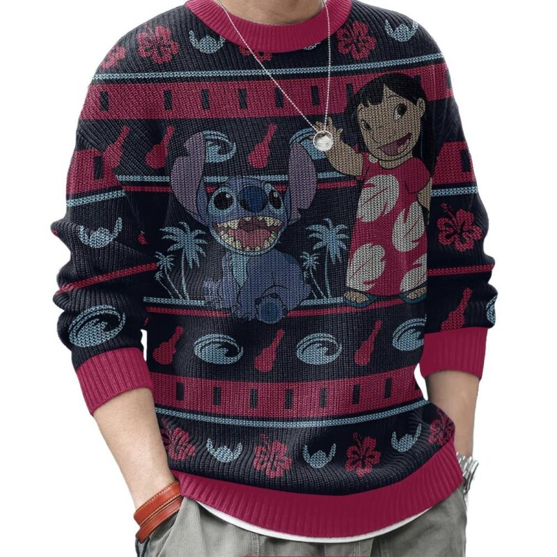 Hooktab Aloha Dance Lilo And Stitch Ugly Christmas Sweater Hooktab Aloha Dance Lilo And Stitch Ugly Christmas Sweater