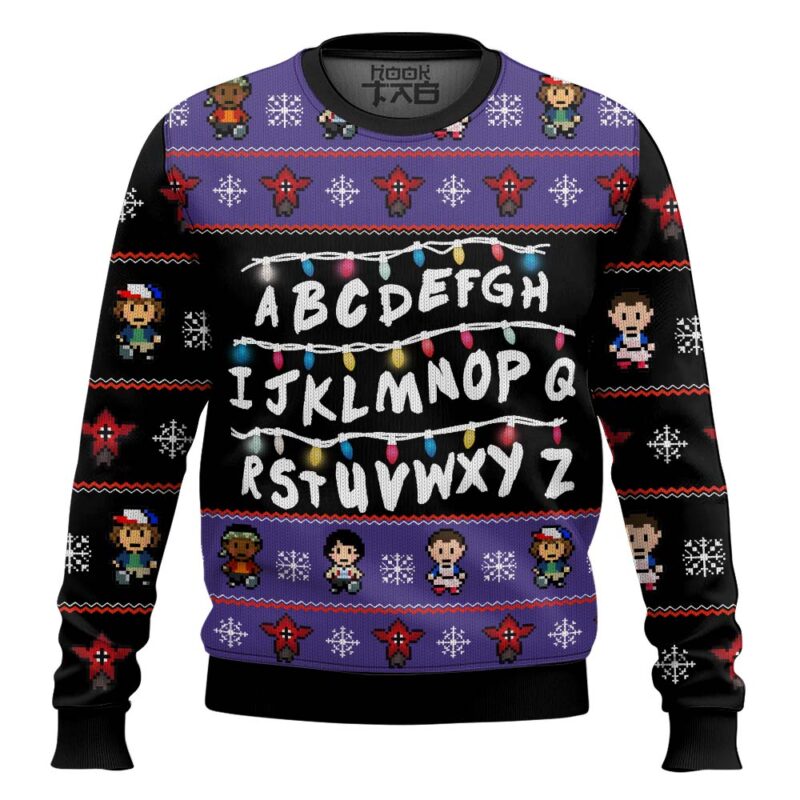 Hooktab Alphabet Stranger Things Ugly Christmas Sweater