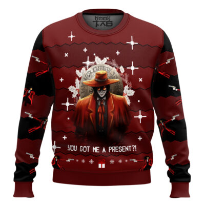 Hooktab Alucard "You Got Me A Present?" Hellsing Ugly Christmas Sweater