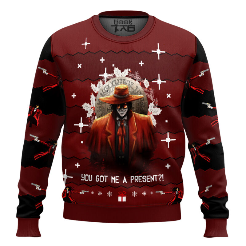 Hooktab Alucard "You Got Me A Present?" Hellsing Ugly Christmas Sweater