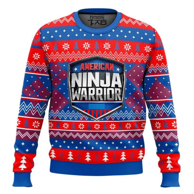 Hooktab American Ninja Warrior Ugly Christmas Sweater Hooktab American Ninja Warrior Ugly Christmas Sweater