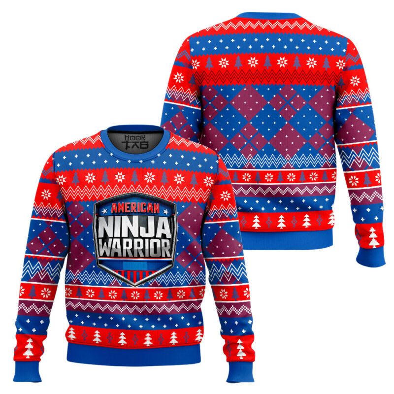 Hooktab American Ninja Warrior Ugly Christmas Sweater Hooktab American Ninja Warrior Ugly Christmas Sweater