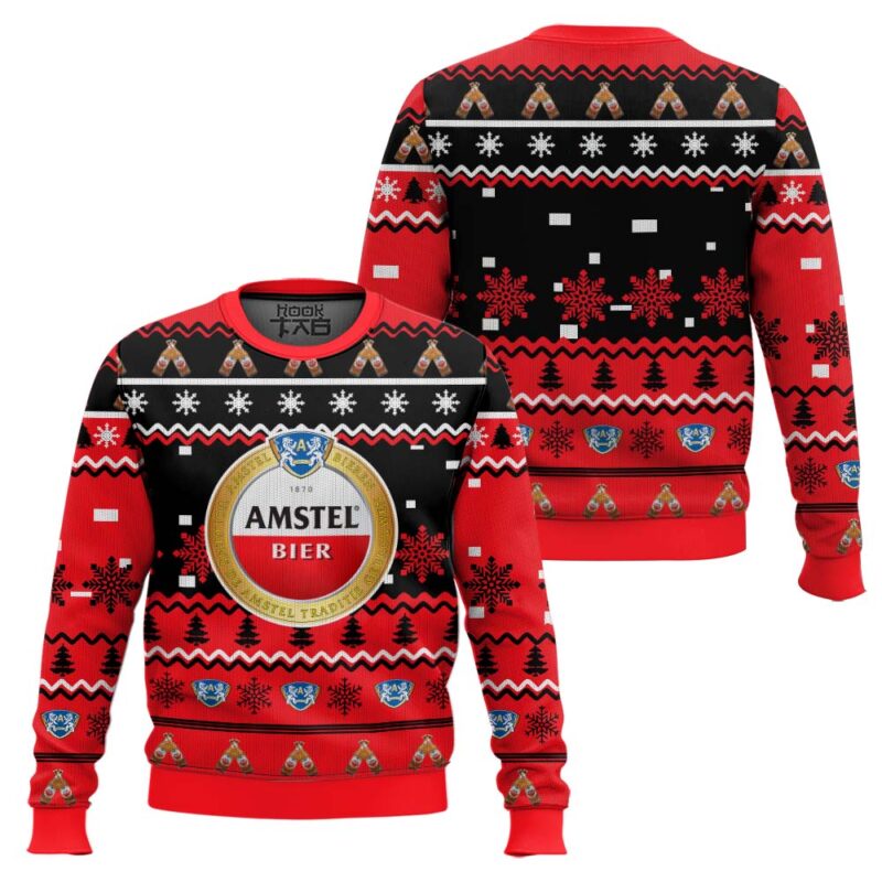 Hooktab Amstel Beer Ugly Christmas Sweater Hooktab Amstel Beer Ugly Christmas Sweater