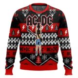 Hooktab Angus Young Hold Lightning AC/DC Ugly Christmas Sweater
