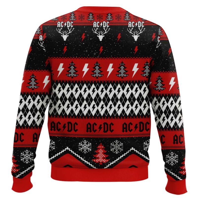 Hooktab Angus Young Hold Lightning AC/DC Ugly Christmas Sweater Hooktab Angus Young Hold Lightning AC/DC Ugly Christmas Sweater
