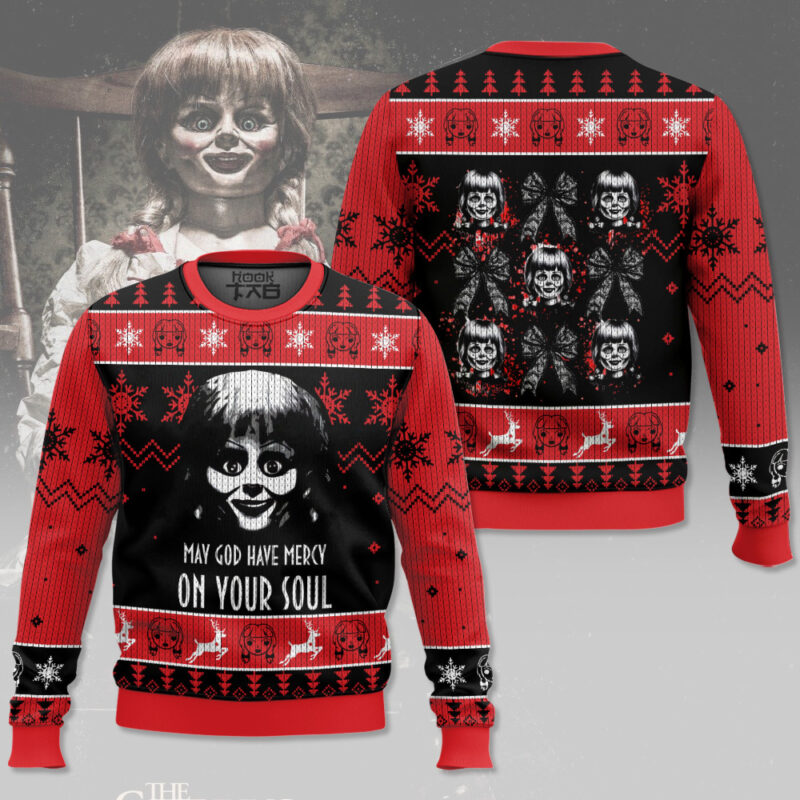 Hooktab Annabelle May God Have Mercy On Your Soul Ugly Christmas Sweater Hooktab Annabelle May God Have Mercy On Your Soul Ugly Christmas Sweater