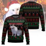 Hooktab Another Eggnog Huh Cat Meme Ugly Christmas Sweater