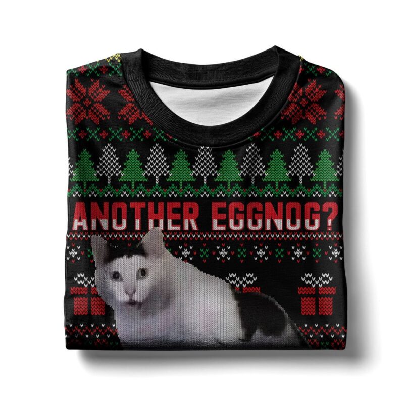 Hooktab Another Eggnog Huh Cat Meme Ugly Christmas Sweater Hooktab Another Eggnog Huh Cat Meme Ugly Christmas Sweater