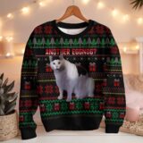 Hooktab Another Eggnog Huh Cat Meme Ugly Christmas Sweater