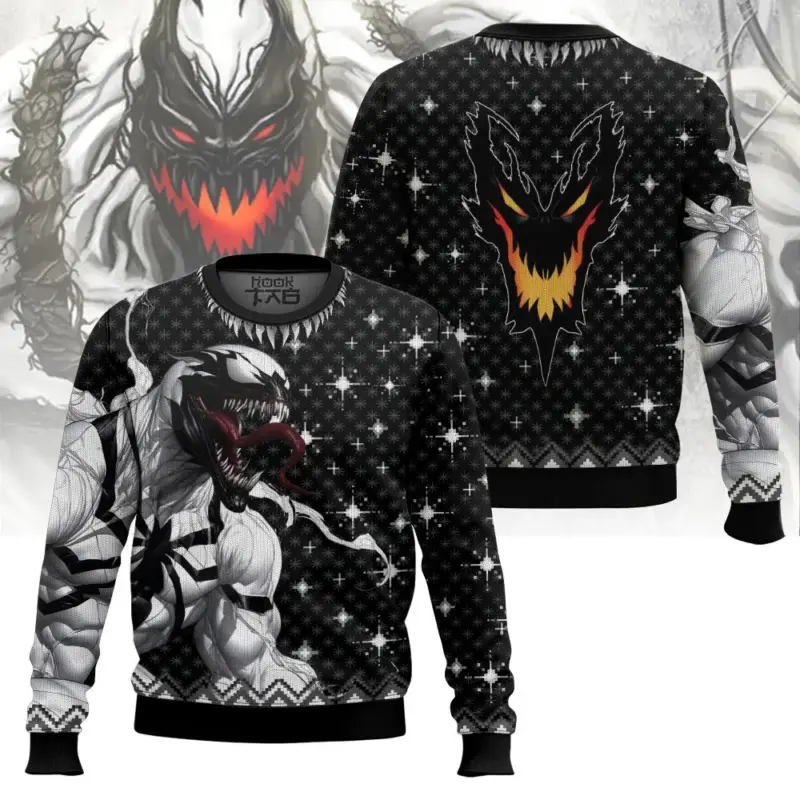 Hooktab Anti-venom Marvel Venom Ugly Christmas Sweater Hooktab Anti-venom Marvel Venom Ugly Christmas Sweater