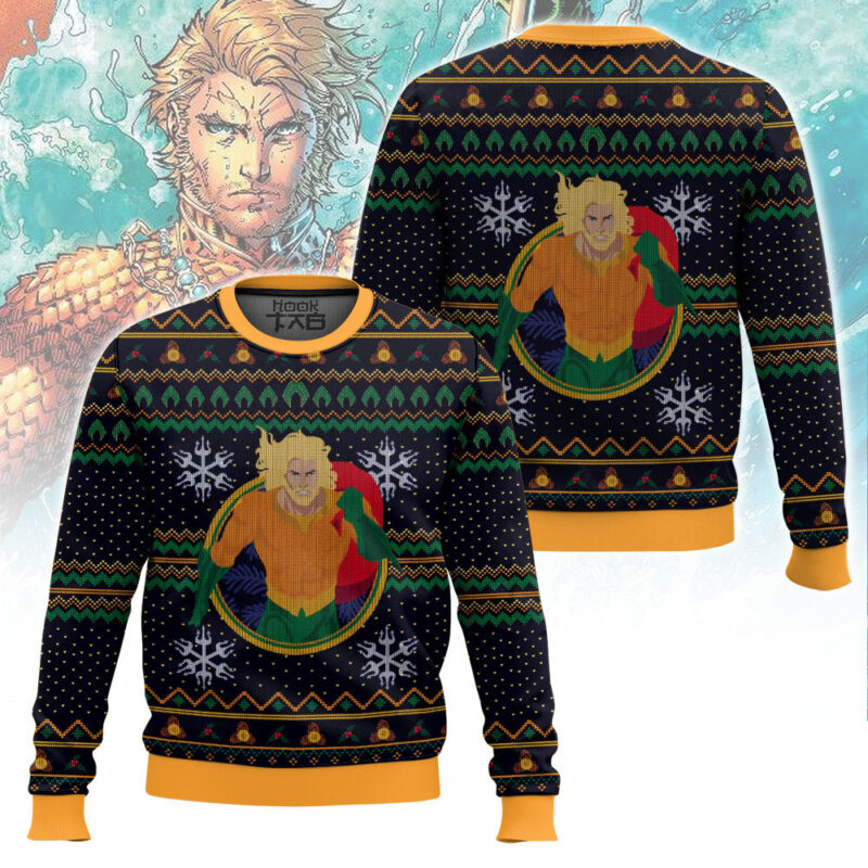 Hooktab Aquaman DC Ugly Christmas Sweater Hooktab Aquaman DC Ugly Christmas Sweater