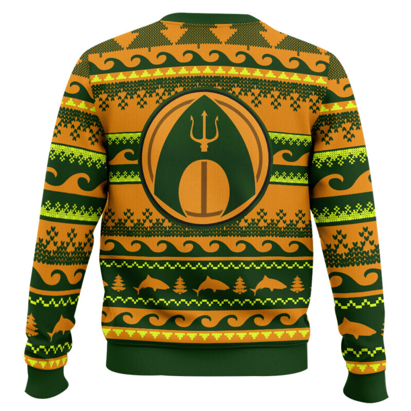 Hooktab Aquaman Trident DC Ugly Christmas Sweater Hooktab Aquaman Trident DC Ugly Christmas Sweater